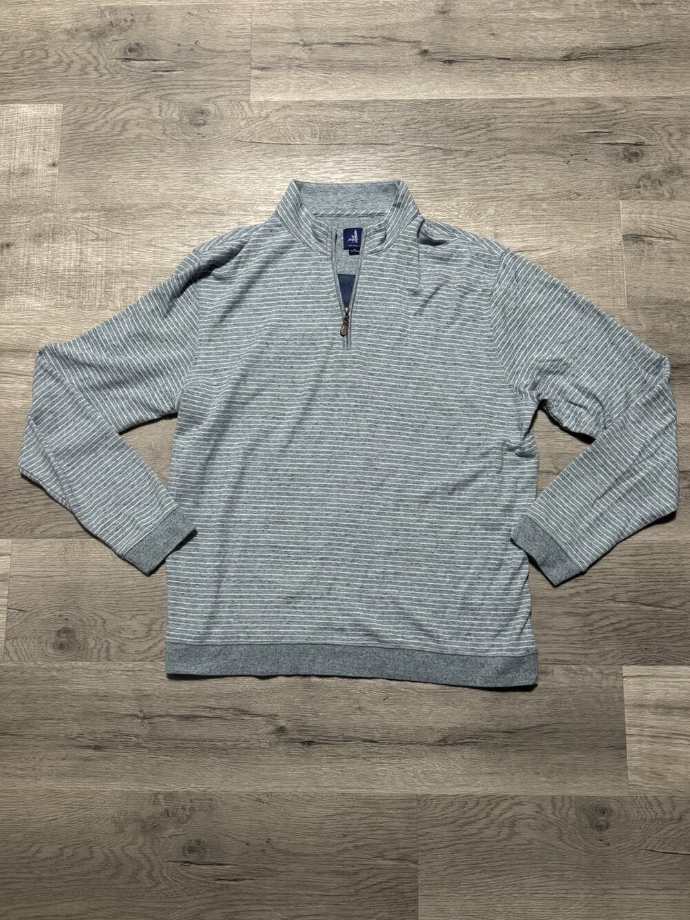 Men’s Johnnie-O Skiles Blue Grey Heathered Striped 1/4 Zip Golf Pullover Size XL